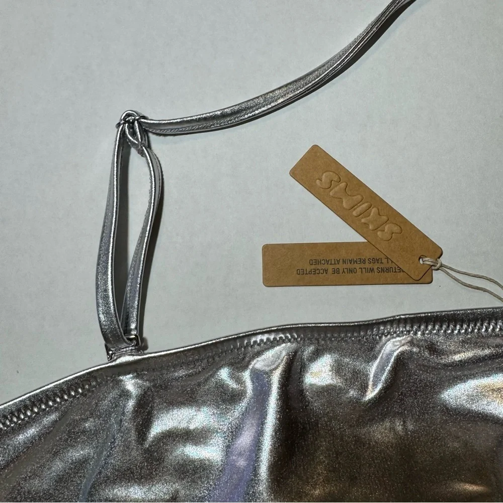 Skims Nickel (Silver Metallic) Bandeau Bikini Top size 3X NWT